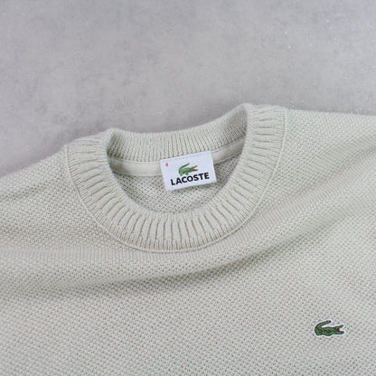 RARE 90s Lacoste Knitted Jumper Cream - (M)