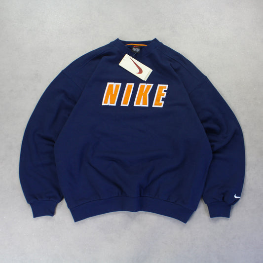 SUPER RARE 1990s Nike Sweatshirt Navy BRAND NEW - (XL)