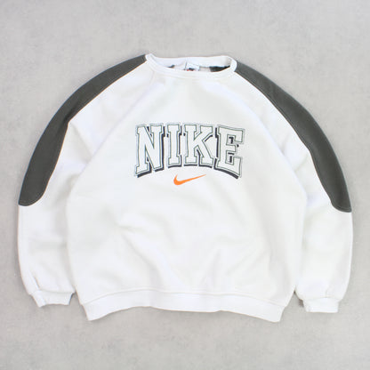 SUPER RARE Vintage 1990s Nike Spell Out Sweatshirt Cream - (M)