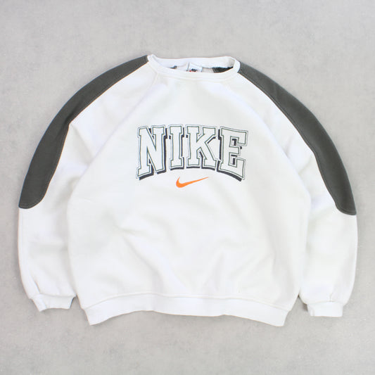 SUPER RARE Vintage 1990s Nike Spell Out Sweatshirt Cream - (M)