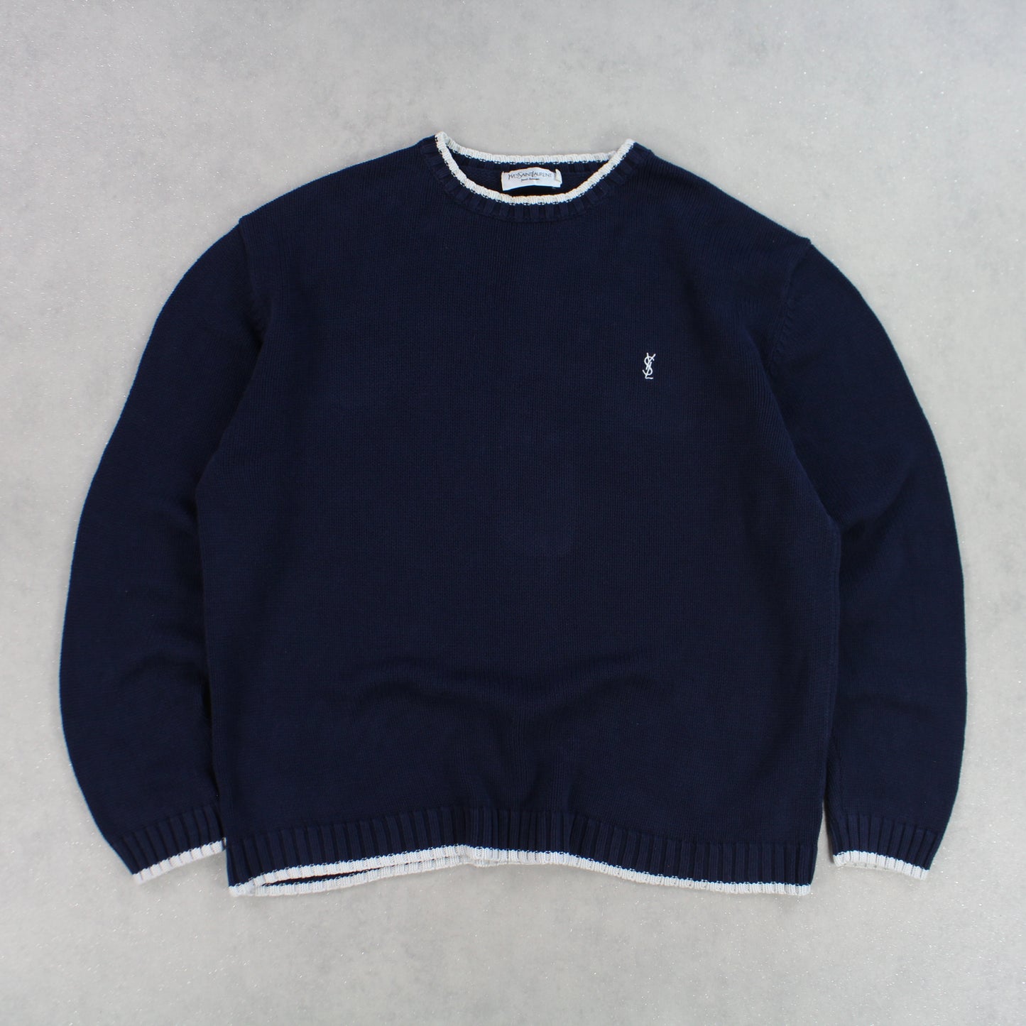 RARE 00s YSL Heavy Knit Jumper Navy - (L)