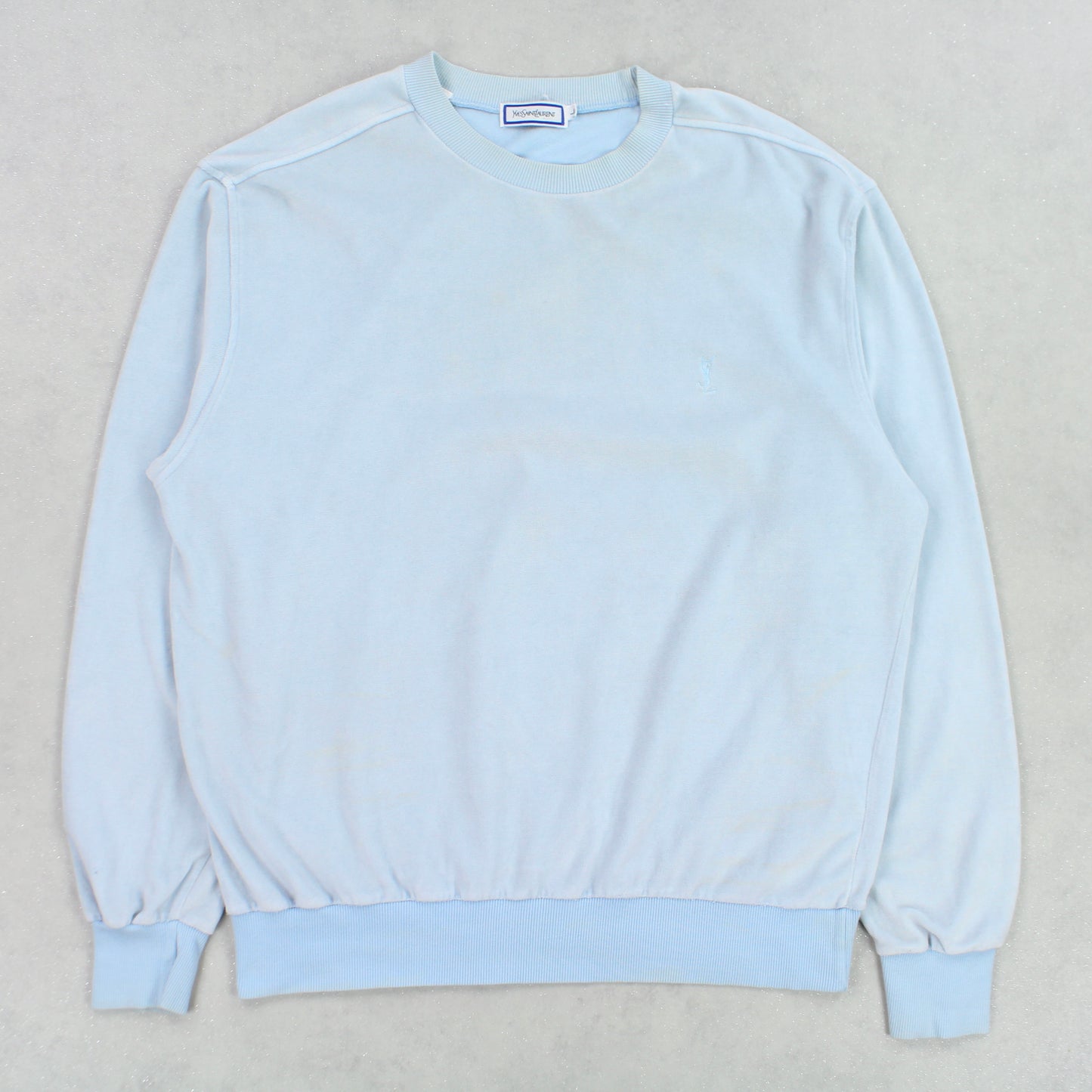 SUPER RARE Vintage YSL Velour Sweatshirt Blue - (L)