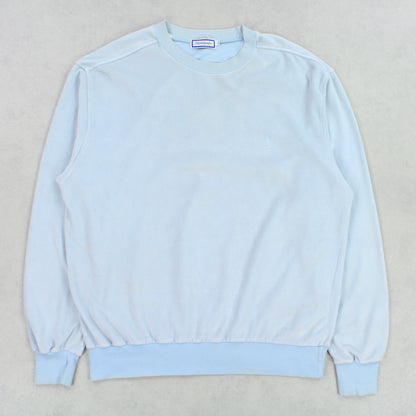 SUPER RARE Vintage YSL Velour Sweatshirt Blue - (L)