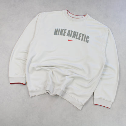 RARE Vintage 00s Nike Spell Out Sweatshirt Cream - (L)