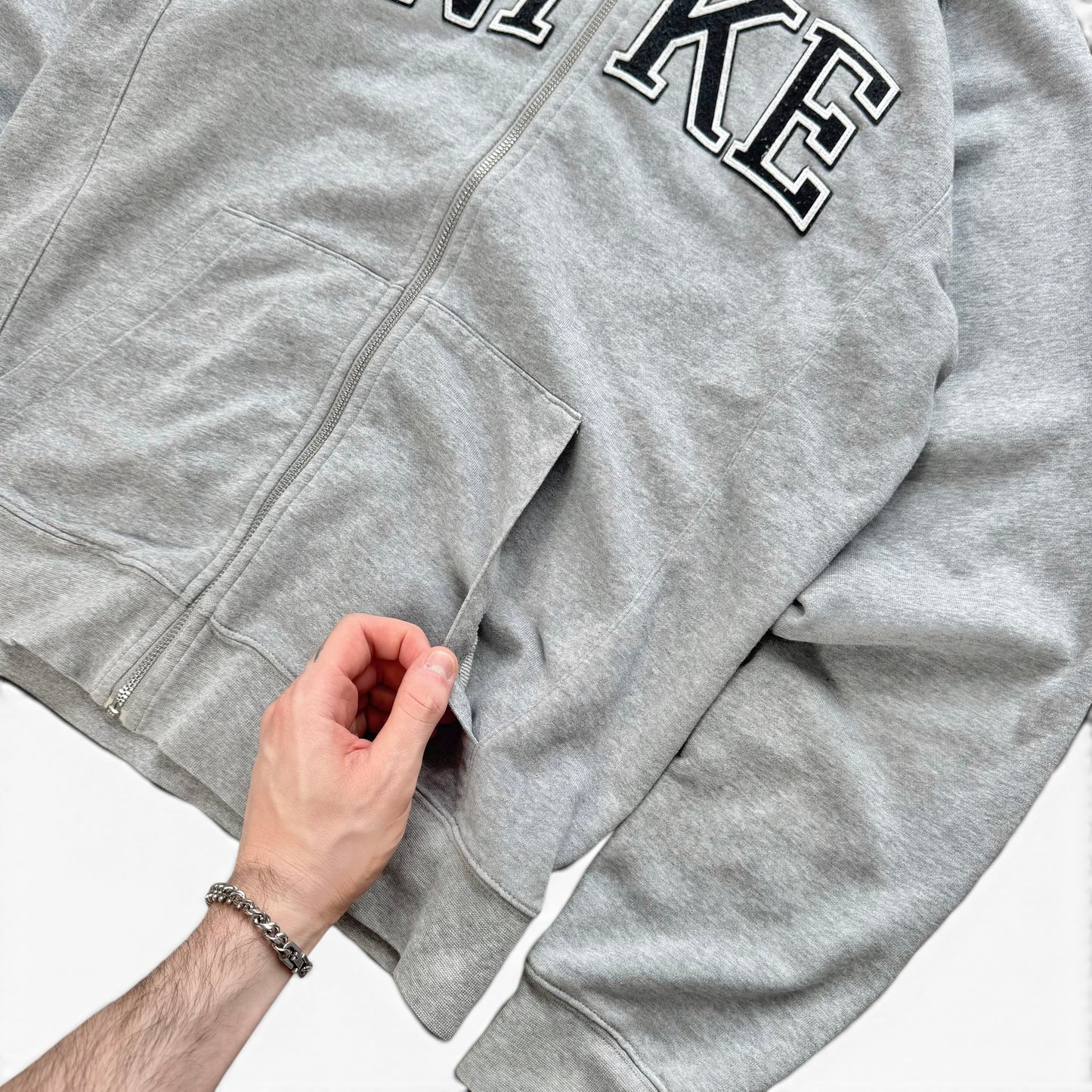 SUPER RARE 2000s Nike Zip Up Hoodie Grey - (M)