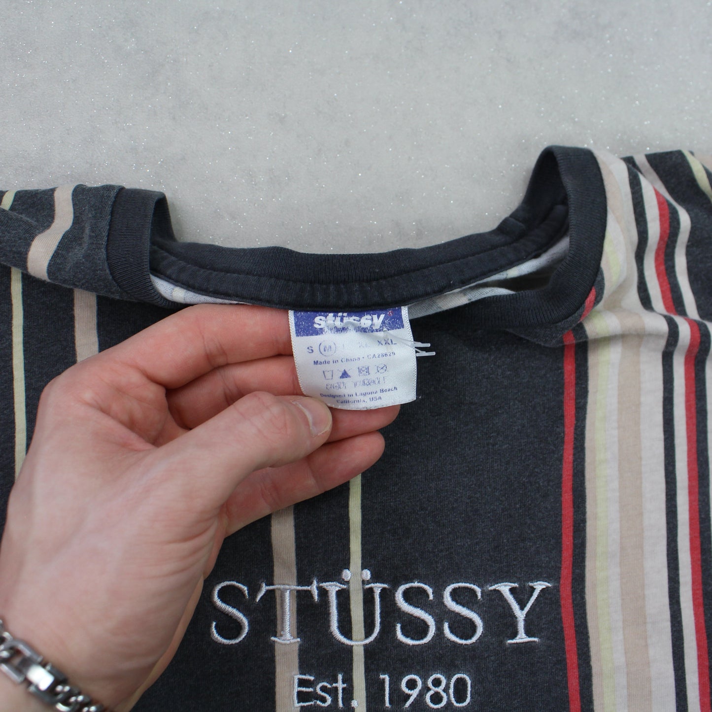 RARE 1990s Stüssy Striped T-Shirt - (M)