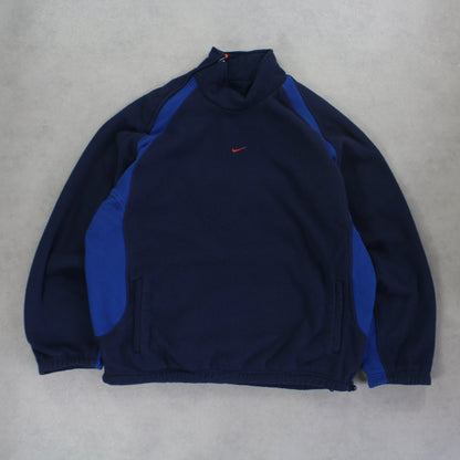 SUPER RARE 2000s Nike Reversible Jacket / Fleece Navy - (L)