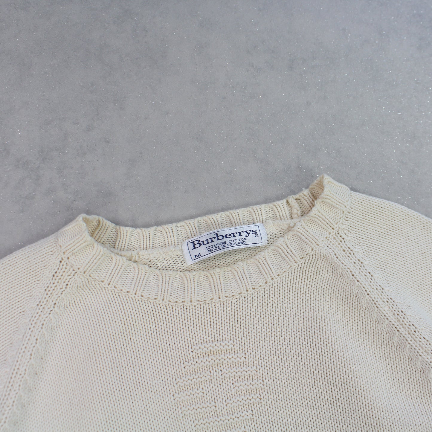 RARE 90s Burberry Heavy Knit Jumper Cream - (M)