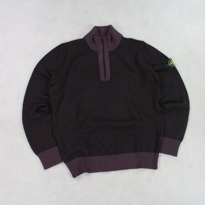 RARE Stone Island 1/4 Zip Jumper Brown - (S)