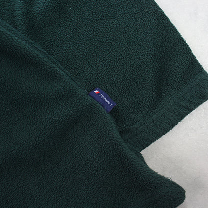 RARE 1990s Tommy Hilfiger 1/4 Zip Fleece Green - (XL)