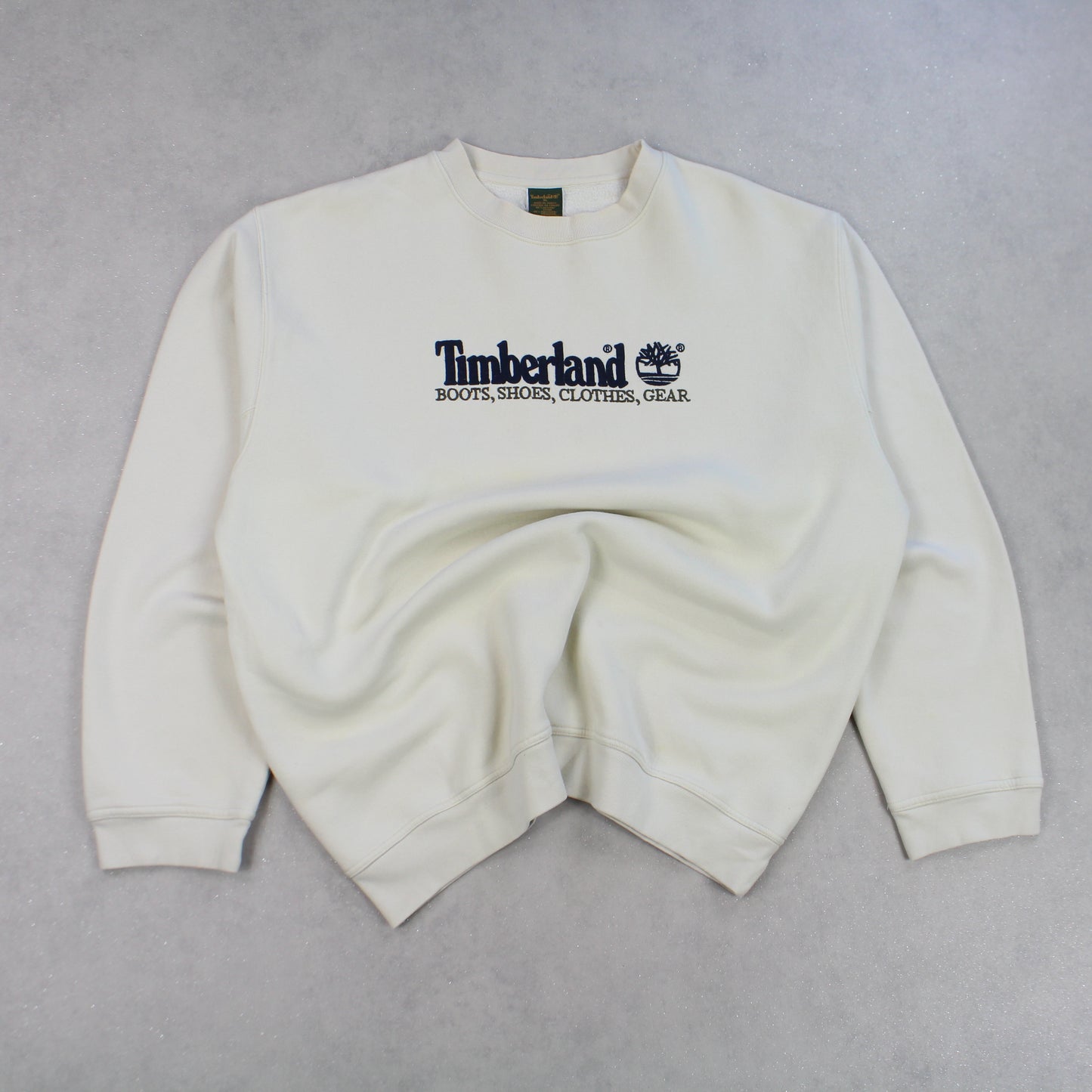 SUPER RARE Vintage 1990s Timberland Spell Out Sweatshirt Cream - (XL)