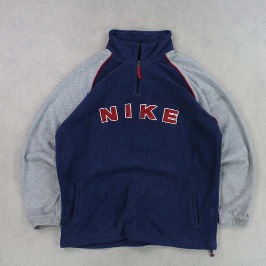 SUPER RARE 00s Nike 1/4 Fleece Navy - (XL)