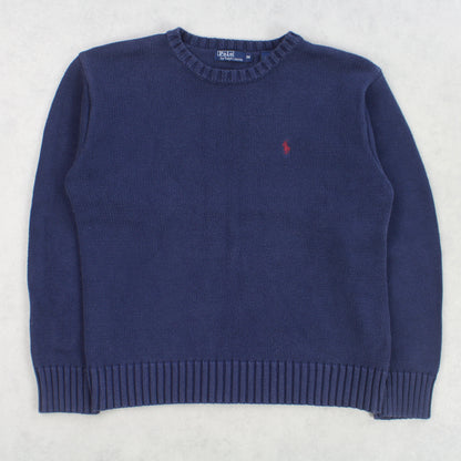 Vintage Ralph Lauren Knitted Jumper Navy - (XS)