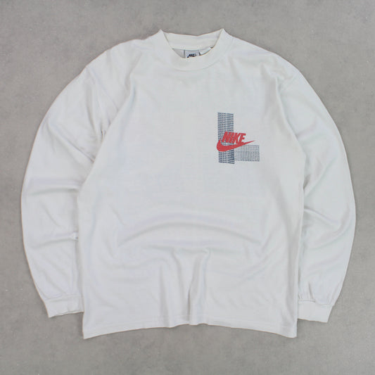 RARE 90s Nike Long Sleeve T-Shirt White - (S)