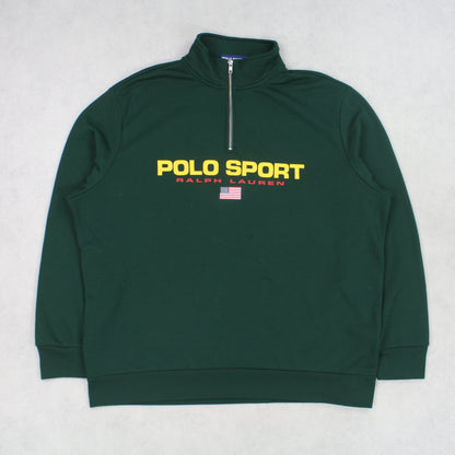 RARE Polo Sport 1/4 Zip Sweatshirt Green - (XXL)