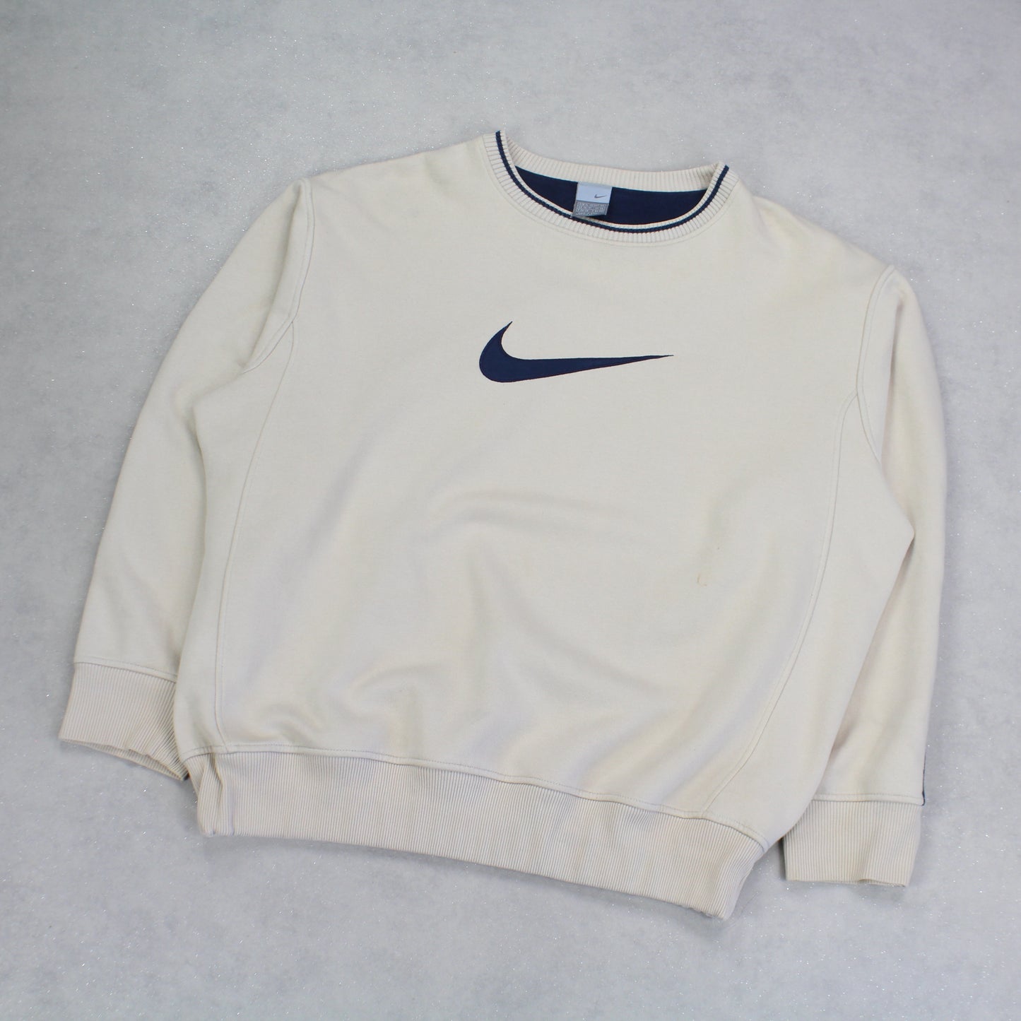 SUPER RARE Vintage 00s Nike Swoosh Sweatshirt Cream - (L)