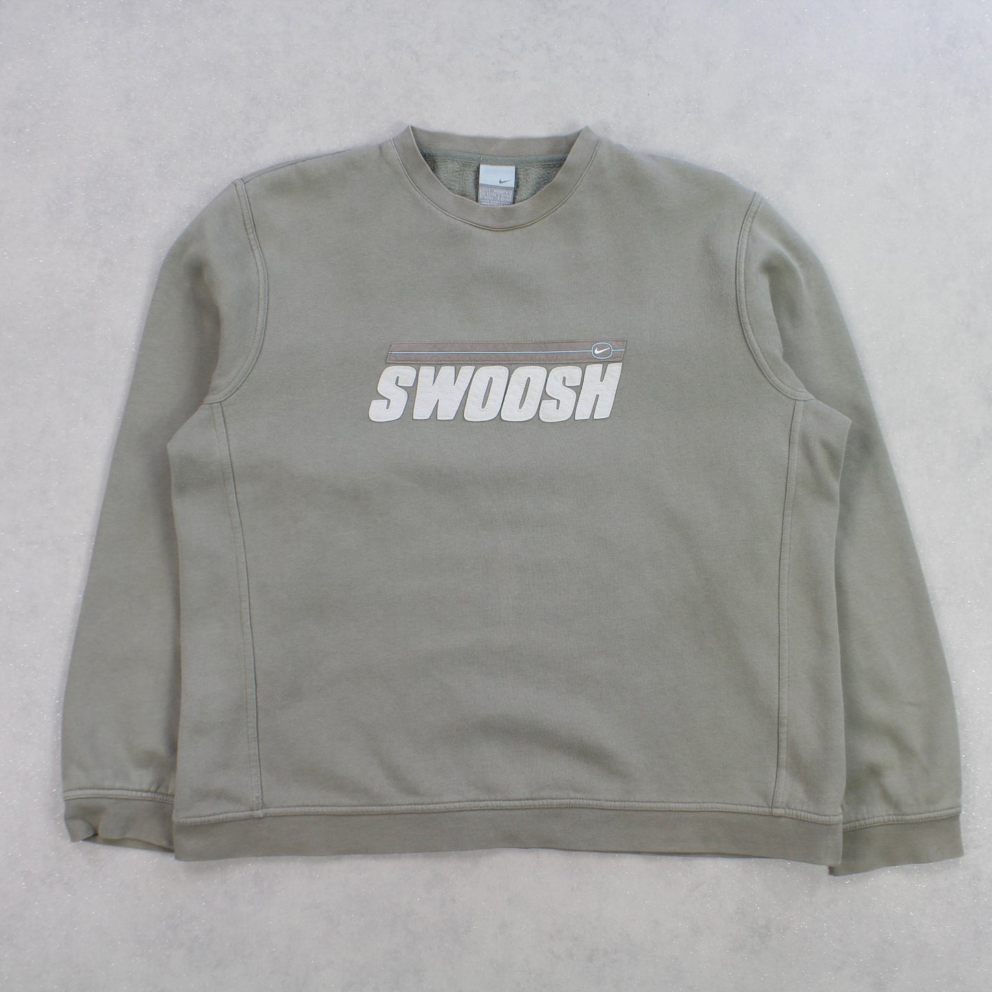 RARE Vintage 00s Nike Swoosh Sweatshirt Khaki - (S)