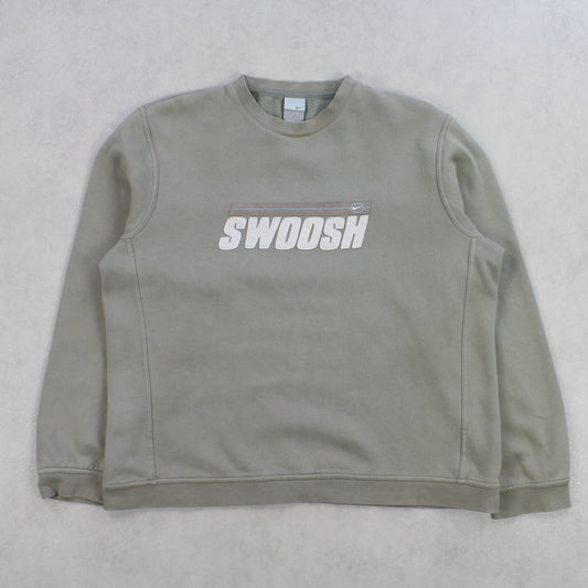 RARE Vintage 00s Nike Swoosh Sweatshirt Khaki - (S)