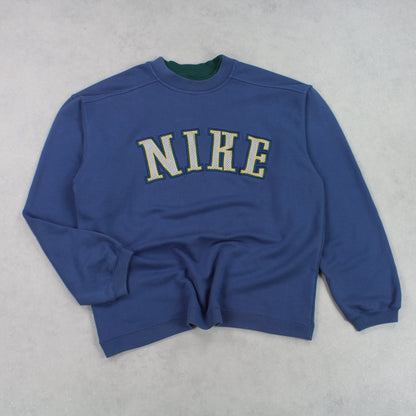 VERY RARE Vintage 1990s Nike Spell Out Sweatshirt Blue - (L)