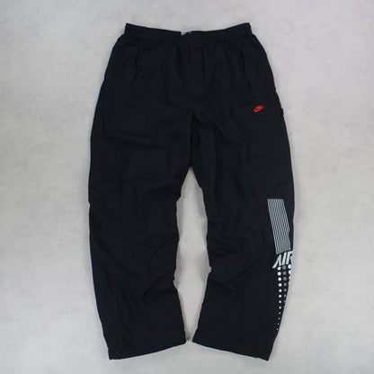 RARE 00s Baggy Nike Air Trackpants Black - (L)