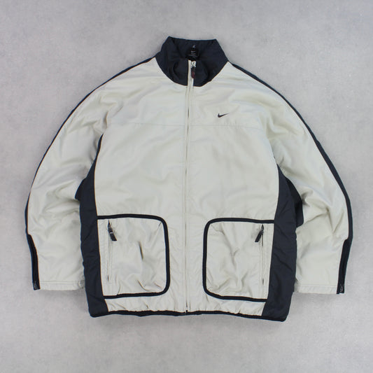 RARE 00s Nike Padded Jacket Cream - (L)