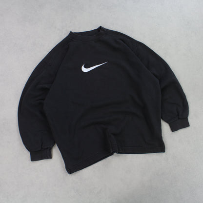 RARE 90s Nike Sweatshirt Black - (XS)