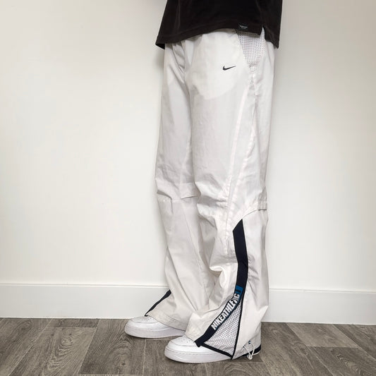 SUPER RARE 2000s Nike Athletic Trackpants White - (L)