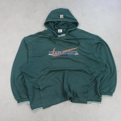 SUPER RARE Vintage 1990s Nike Swoosh Hoodie Green - (XL)