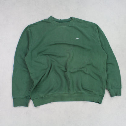 RARE Vintage 00s Nike Swoosh Sweatshirt Green - (XL)