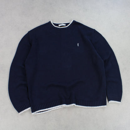 RARE 00s YSL Heavy Knit Jumper Navy - (L)