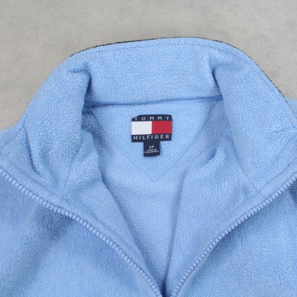 SUPER RARE 1990s Tommy Hilfiger 1/4 Zip Fleece Blue - (M)