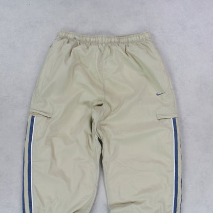 SUPER RARE 00s Baggy Nike Trackpants Cream - (M)