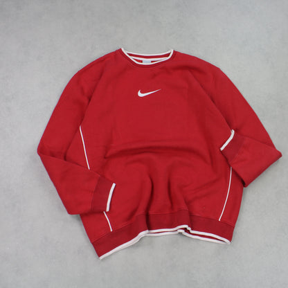 RARE 00s Nike Swoosh Sweatshirt Red - (XL)