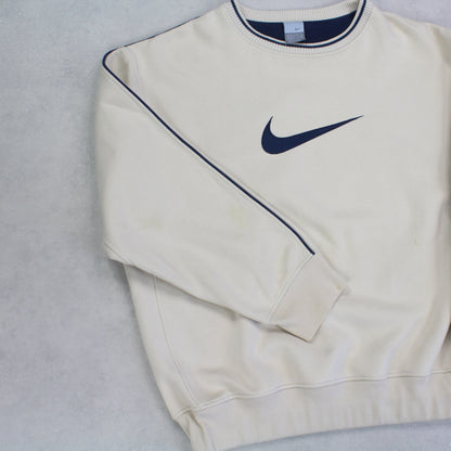 SUPER RARE Vintage 00s Nike Swoosh Sweatshirt Cream - (L)