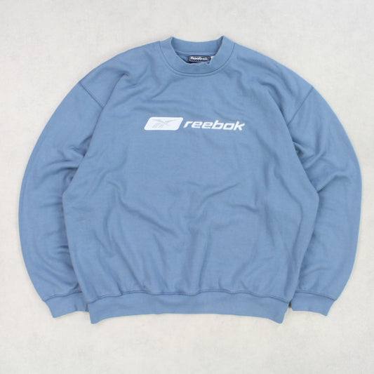 RARE Vintage 1990s Reebok Sweatshirt Blue - (M)