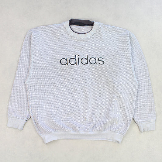 RARE Vintage 1990s Adidas Spell Out Sweatshirt Grey - (M)
