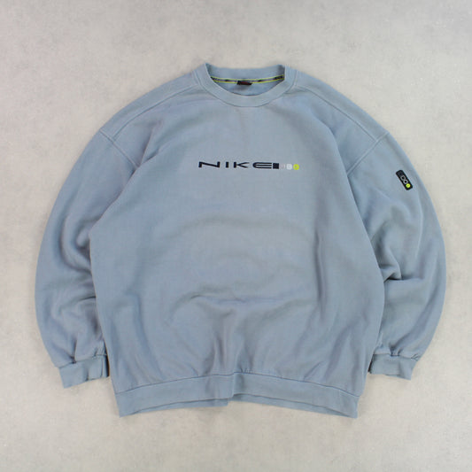 SUPER RARE 90s Nike Sweatshirt Blue - (XXL)