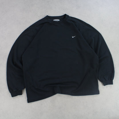 RARE 00s Nike Swoosh Sweatshirt Black - (XL)