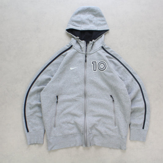 SUPER RARE 2000s Nike Zip Up Hoodie Grey - (M)