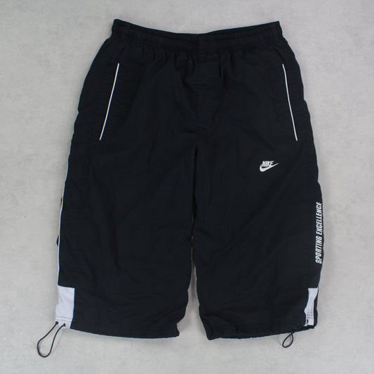 RARE 00s Nike Track 3/4 Shorts Black - (M)