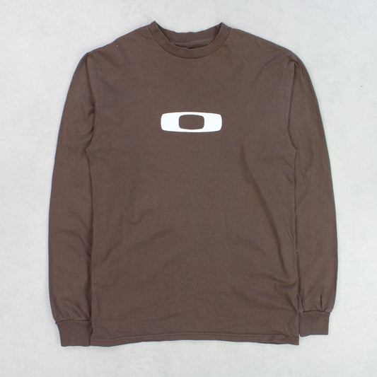RARE Oakley Long Sleeve T-Shirt Brown - (XS)