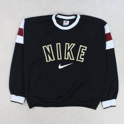 SUPER RARE Vintage 1990s Nike Swoosh Sweatshirt Black - (S)