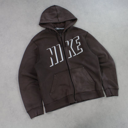 VERY RARE 00s Nike Zip Up Hoodie Brown - (M)