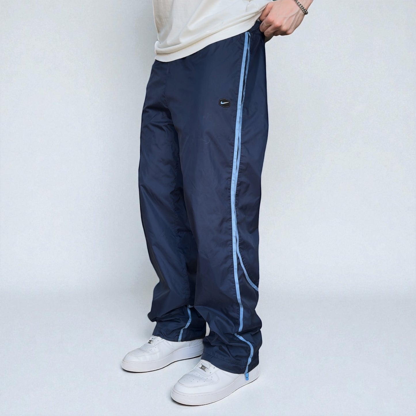 RARE 2000s Nike Hex Trackpants Navy - (M)
