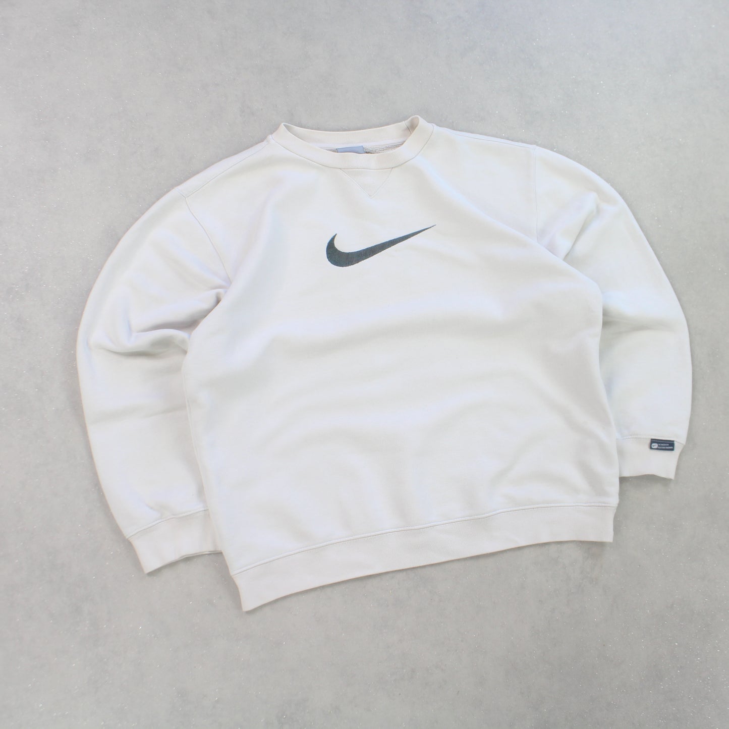 RARE 00s Nike Swoosh Sweatshirt Cream - (XS)