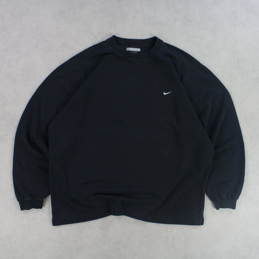 RARE 00s Nike Swoosh Sweatshirt Black - (XL)