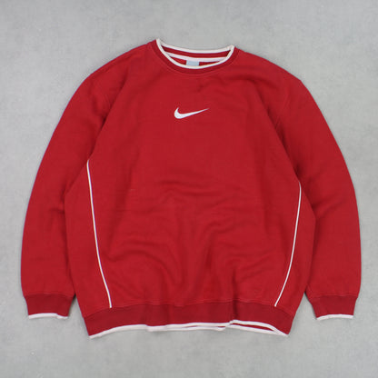 RARE 00s Nike Swoosh Sweatshirt Red - (XL)