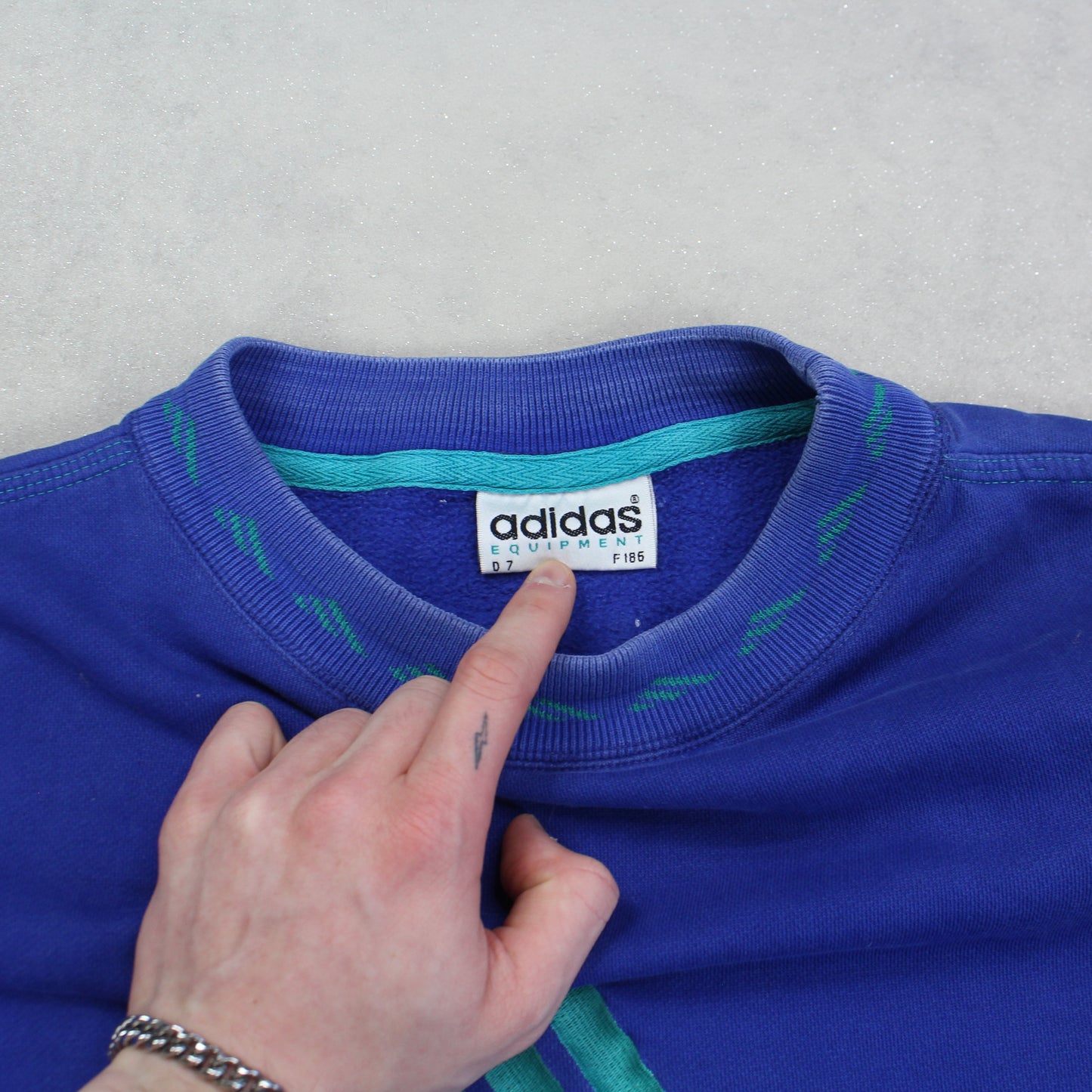 RARE Vintage 1990s Adidas EQT Sweatshirt Blue - (S)