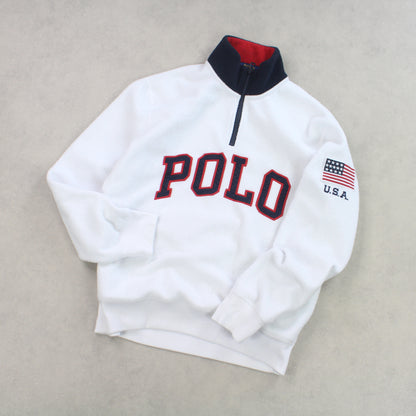 RARE Vintage 1990s Polo Ralph Lauren Fleece White - (S)