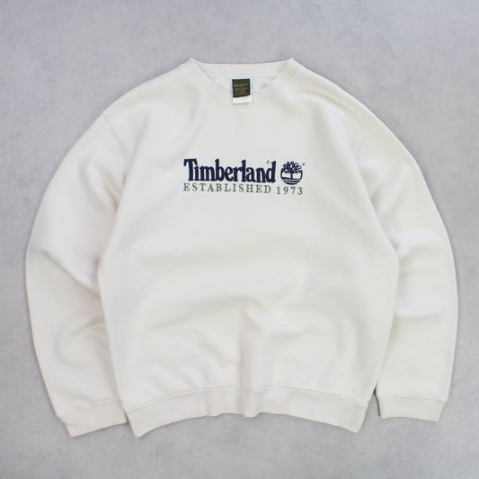 RARE Vintage 1990s Timberland Spell Out Sweatshirt Cream - (L)